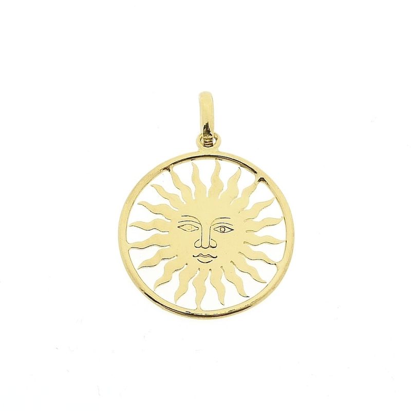 Image 1 of 18-karat gold pendant of a sun with a face | St. Moritz