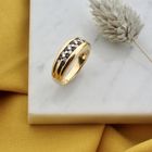 Image 2 of Gold double row ring with sapphires and diamonds