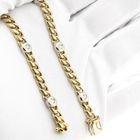 Image 9 of Two-tone gold flat gourmet link bracelet with diamonds; 0.42 ct.