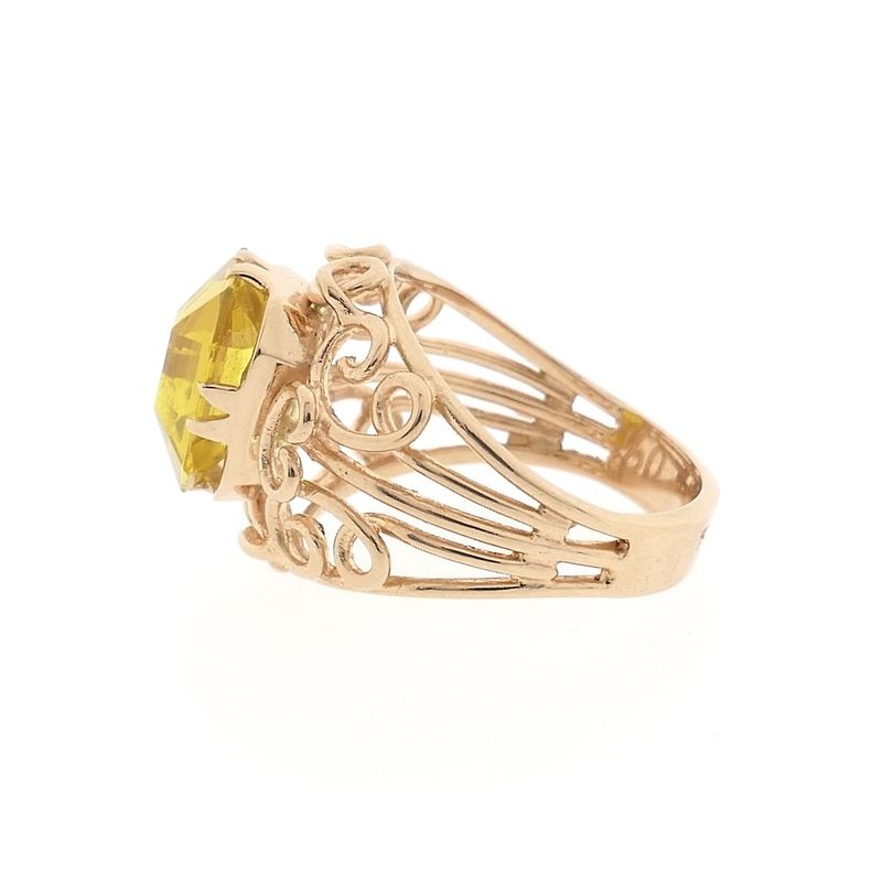 Image 7 of Vintage rose gold ring set with synthetic yellow gemstone