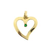 Gold heart pendant with emerald