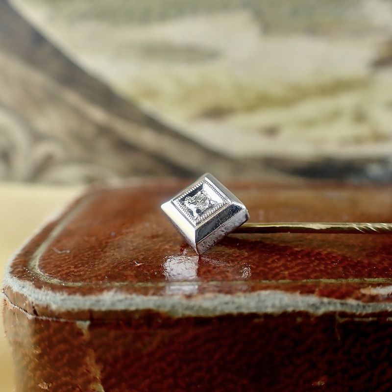 Image 2 of White gold lapel pin, tie pin | Diamond 0.035 ct.