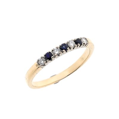 Image 1 of Gold ring with sapphire and diamond; 0.12 ct. | Diamonde