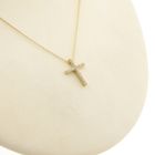 Image 3 of Gold necklace with a fixed pendant; Cross with zirconia | 42.5 cm - 45.5 cm