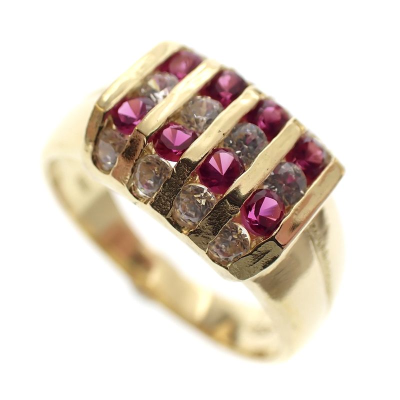Image 1 of 18 carat gold ring with zirconia and spinel