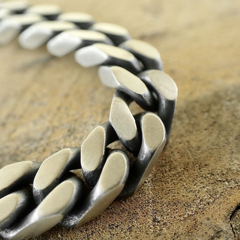 Image 4 of Silver robust gourmet link men's bracelet