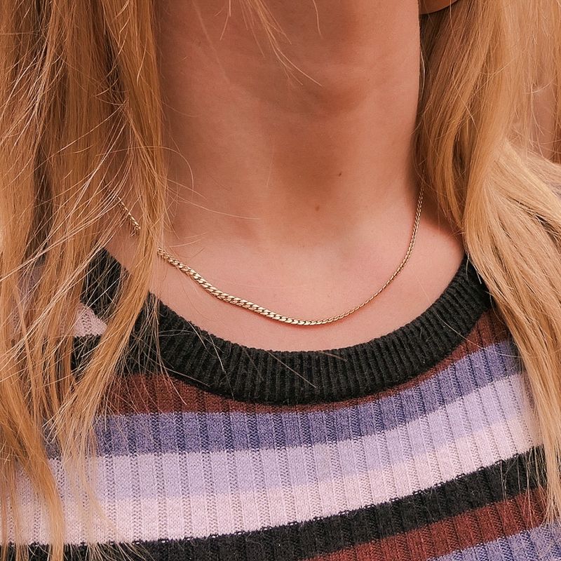 Image 4 of Gold flat gourmet link chain | 45.5 cm