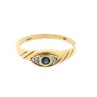 Image 3 of Gold ring with sapphire and diamond; 0.01 ct.