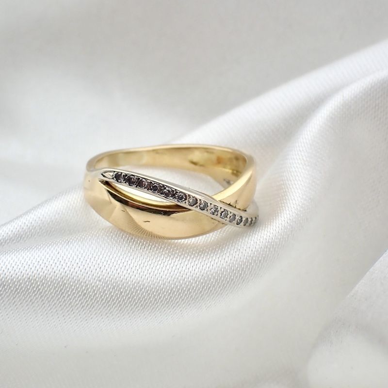 Image 6 of Two-tone gold ring with 0.105 ct diamonds.