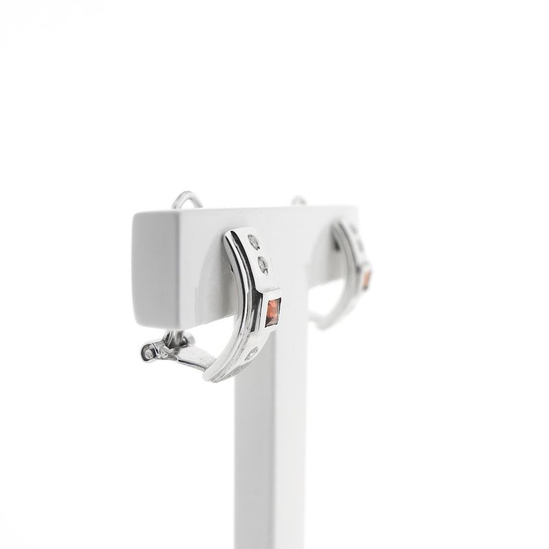 Image 5 of White gold stud earrings with zirconia diamonds 0.08 ct.