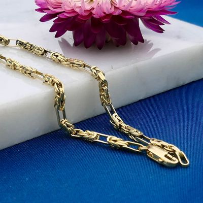 Afbeelding 2 van Bicolor gouden koningsschakel armband | 18 cm 