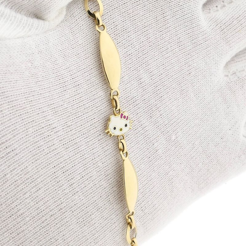 Afbeelding 11 van Gouden Hello Kitty kinderarmband met emaille | 14 cm 