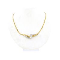18K Two-tone gold necklace with diamonds; 0.72 ct. | 42 cm