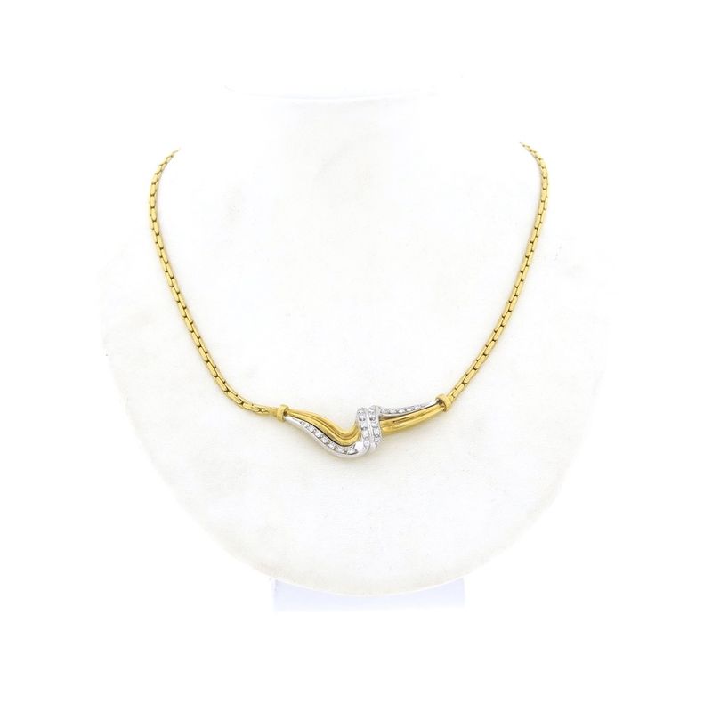 Image 1 of 18K Two-tone gold necklace with diamonds; 0.72 ct. | 42 cm