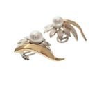 Image 3 of Vintage two-tone gold clip-on earrings with pearls