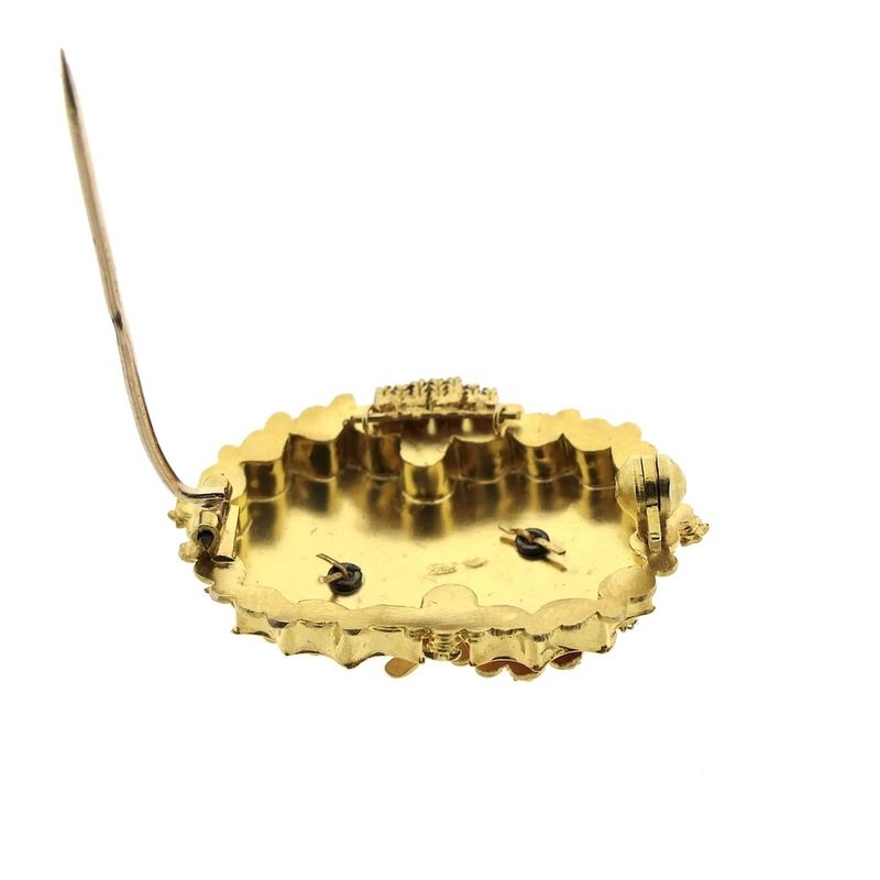 Image 4 of Antique gold old Dutch brooch of a hat bell