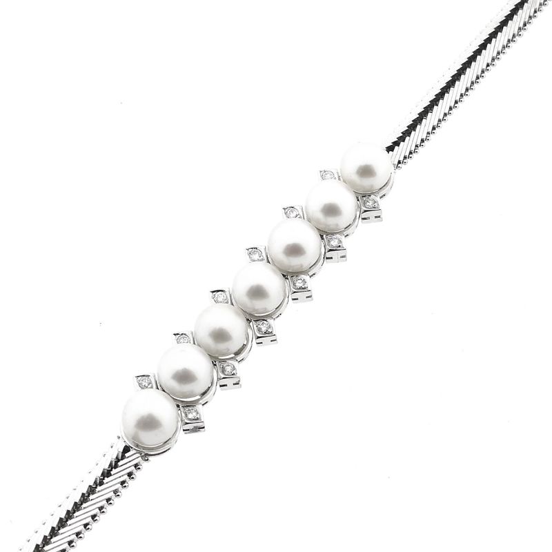 Afbeelding 8 van Witgouden visgraat schakelarmband met diamanten; 0,24 ct. | 19,5 cm