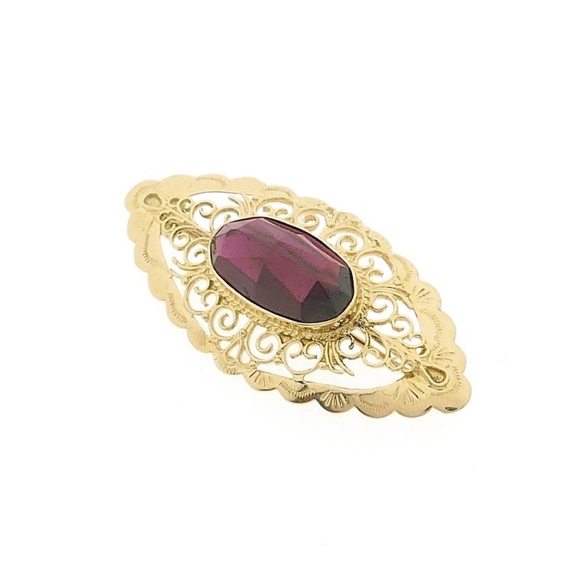 Image 8 of Vintage gold brooch with garnet