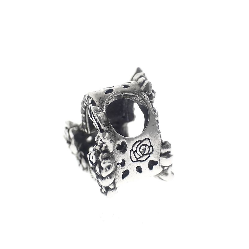 Image 5 of Pandora Charm; Silver; Open Heart and Rose Charm