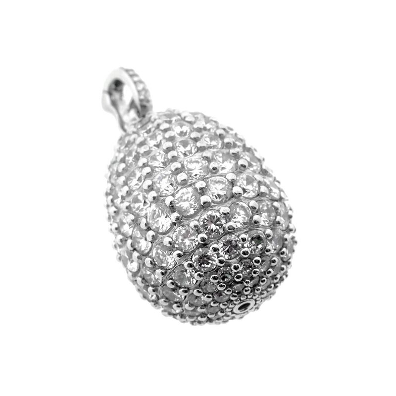 Image 3 of Silver egg pendant with zirconia