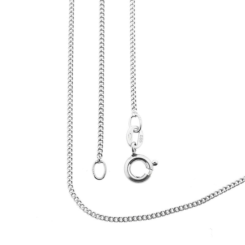 Image 1 of White gold thin gourmet link necklace | 40 cm