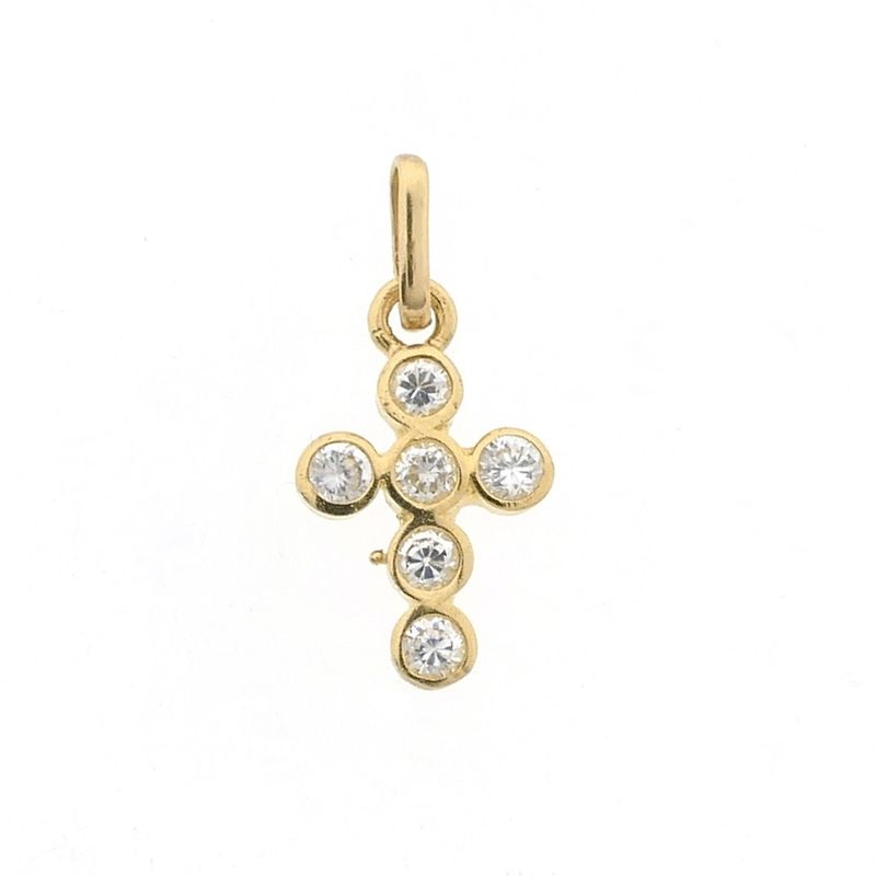 Image 1 of Gold cross pendant with zirconia