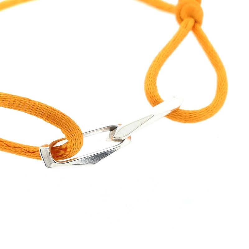 Image 3 of Forever Knots® Handmade Orange Satin Bracelet with Silver Link