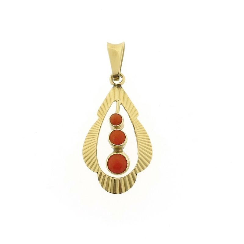 Image 1 of Vintage gold pendant with red coral.
