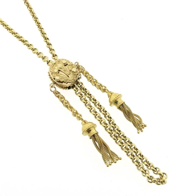 Image 2 of Antique gold sliding chain with tassels