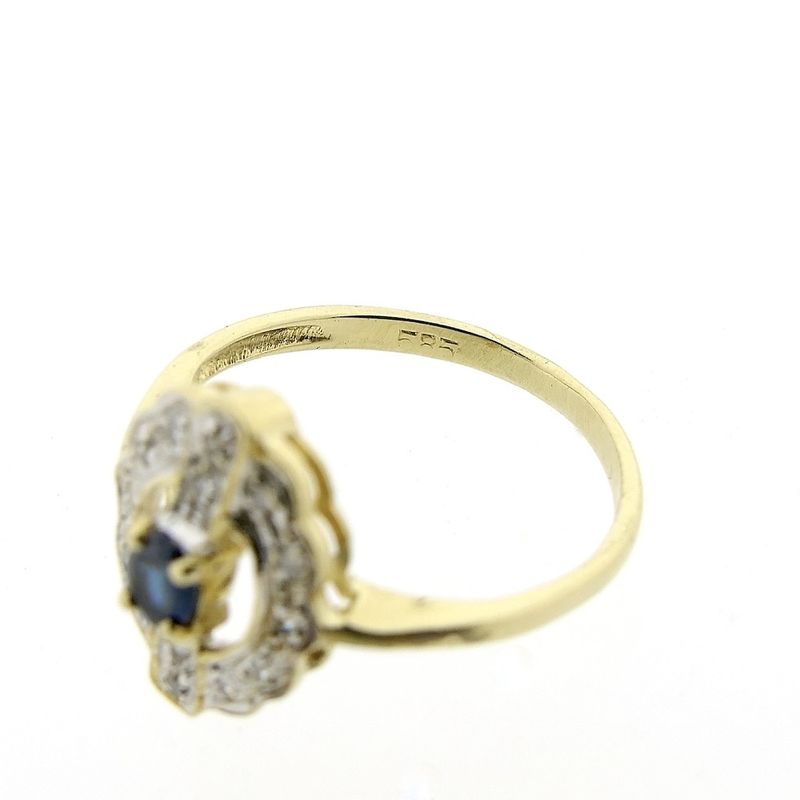 Image 4 of Vintage gold ring with sapphire and diamond 0.14 ct.
