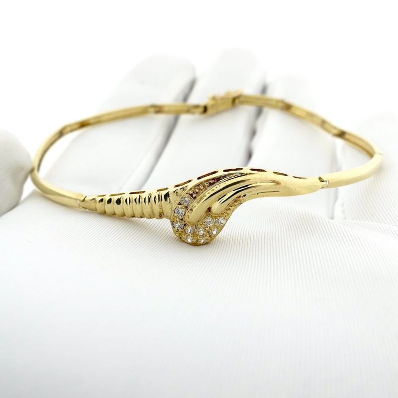 Image 9 of Gold bar link bracelet with zirconia