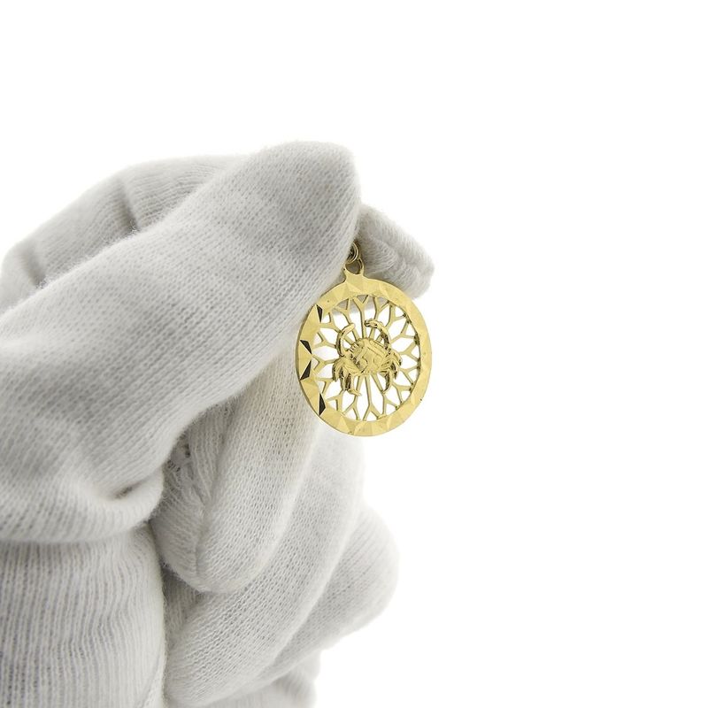 Image 6 of Gold zodiac sign pendant; Cancer