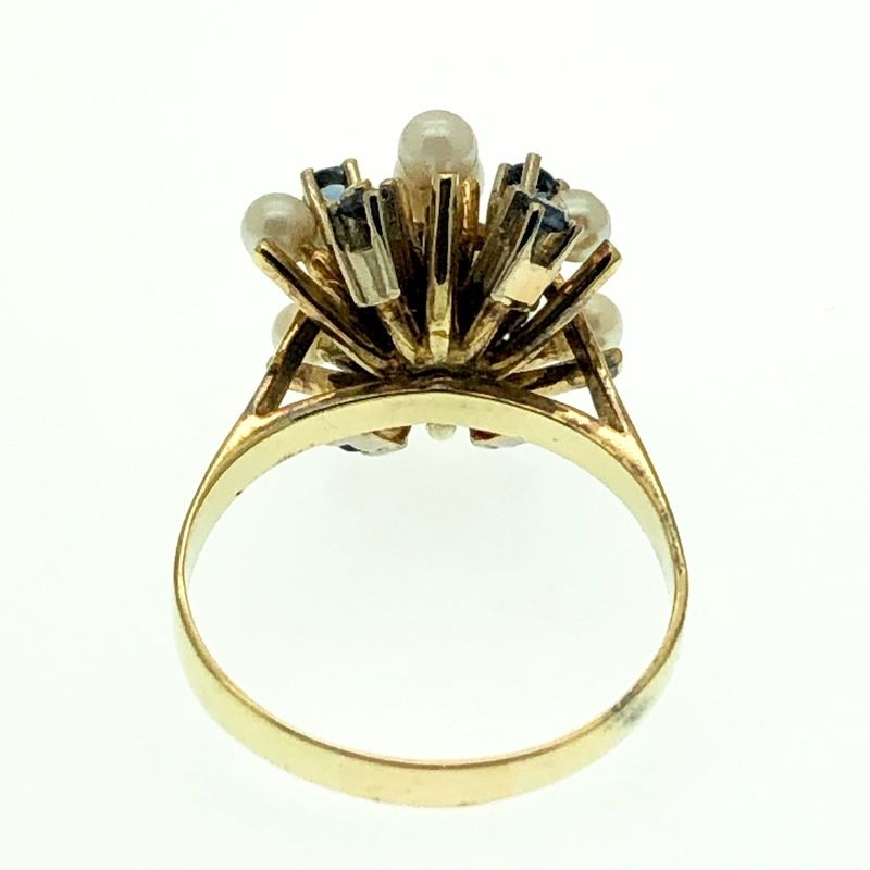 Image 4 of Gold cocktail ring with sapphire and freshwater pearl