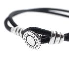 Image 4 of Pandora Moments double black leather bracelet; Silver; Ø 61 mm