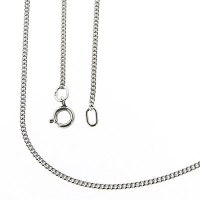 Image 1 of White gold gourmet link necklace | 49.5 cm