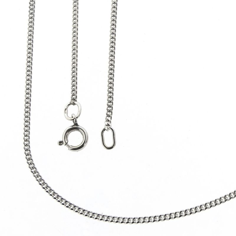 Image 1 of White gold gourmet link necklace | 49.5 cm
