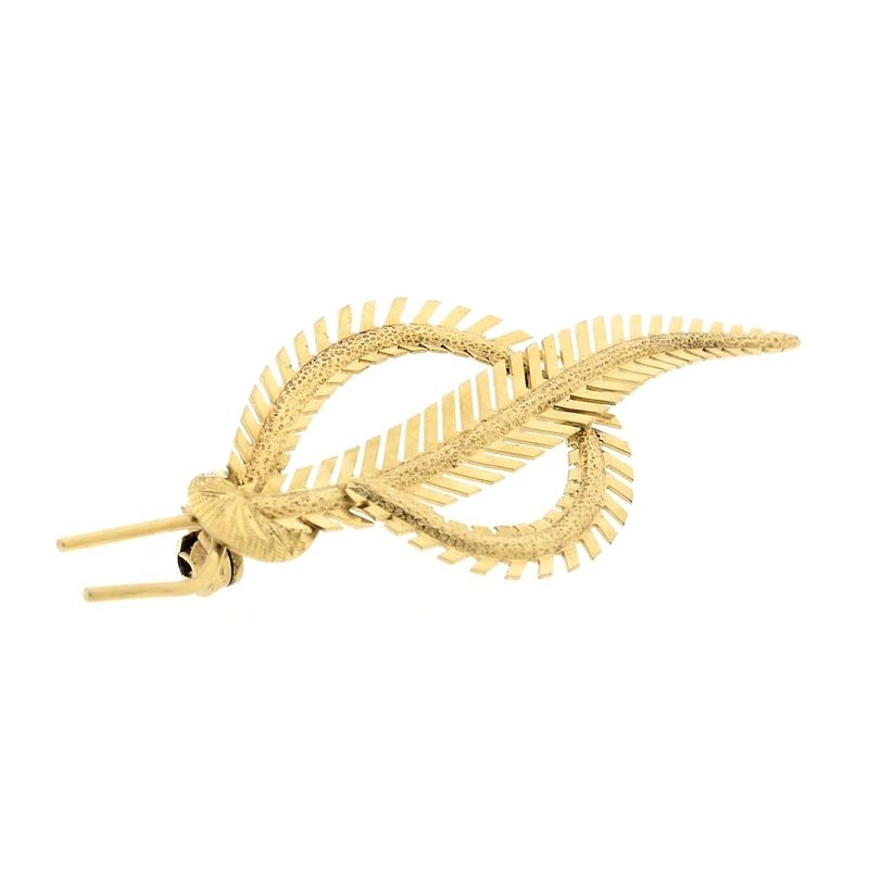 Image 2 of Vintage gold brooch of a feather