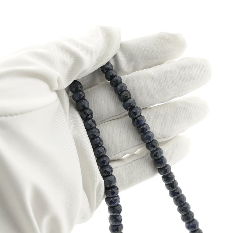 Image 5 of Sapphire bead necklace with gold clasp