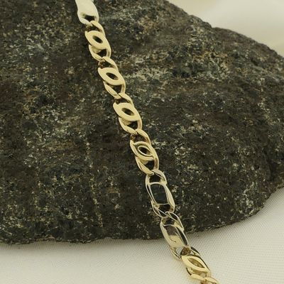 Two-tone gold gourmet/figaro link bracelet Image 2 of Two-tone gold gourmet/figaro link bracelet