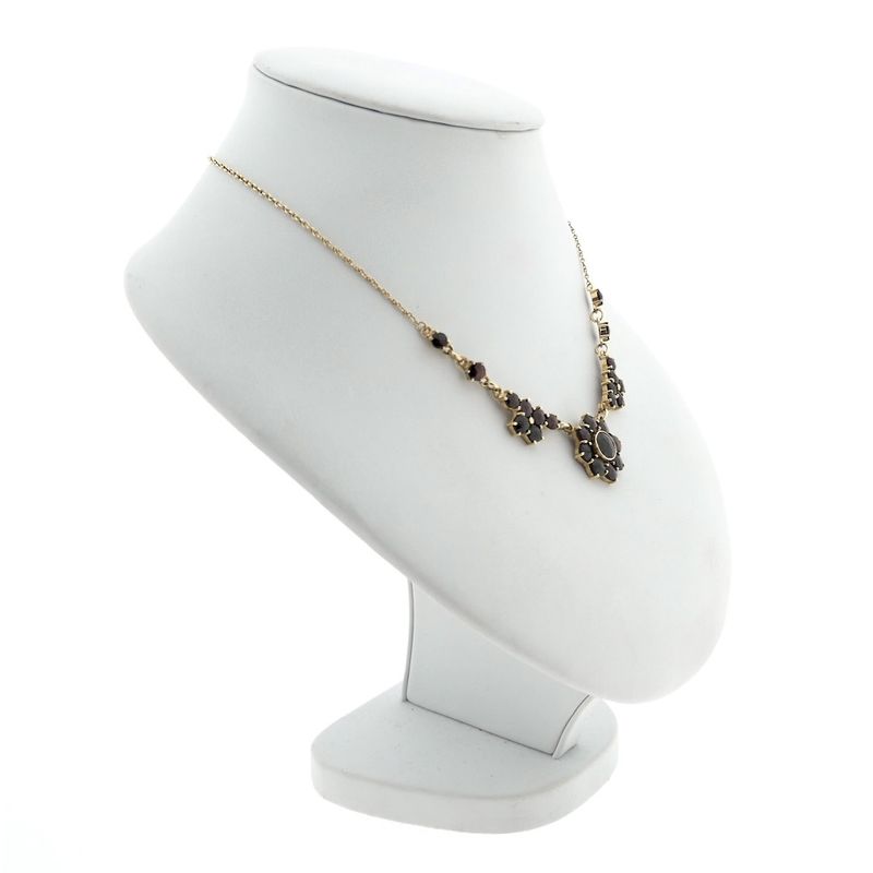 Image 2 of Gold jasseron link necklace with garnet