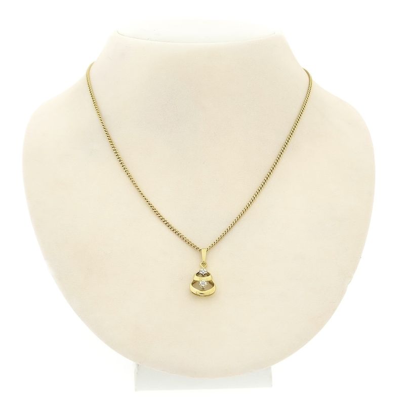 Image 3 of Golden fantasy pendant with diamond | 0.01 ct.