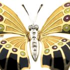Image 3 of Two-tone gold brooch/pendant of a butterfly with enamel and diamond; 0.04 ct.
