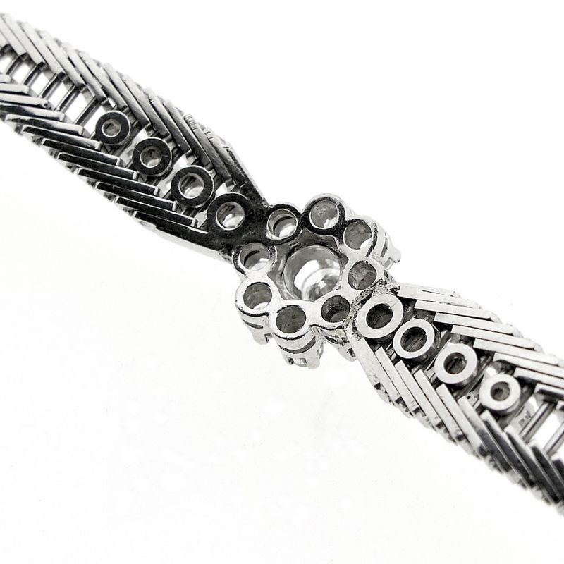 Image 6 of White gold herringbone link bracelet with 1.00 ct. diamonds.