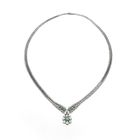 Afbeelding 8 van Witgouden visgraat schakelcollier met smaragd en diamanten; 0,77 ct.
