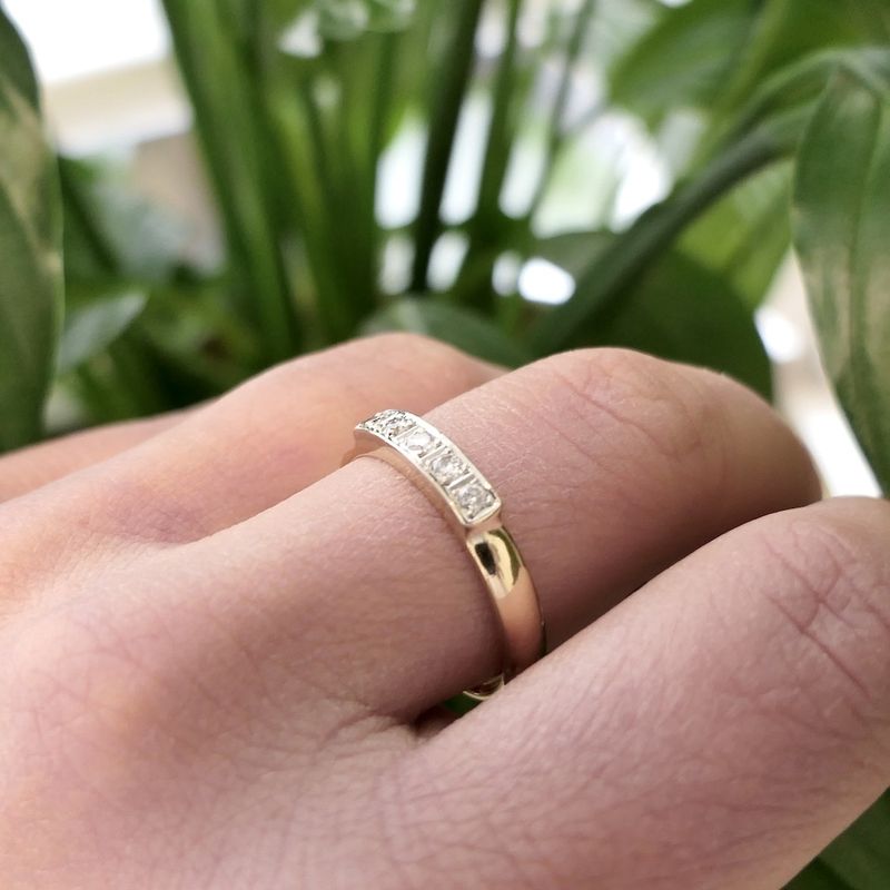 Image 8 of Tricolor gold ring with diamonds; 0.20 ct.