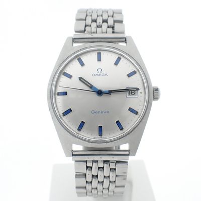 Image 1 of Omega Genève; Vintage horloge met unieke blauwe details