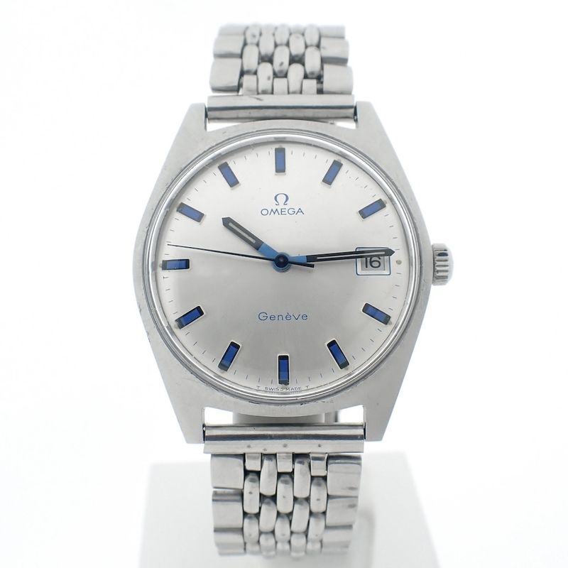 Image 1 of Omega Genève; Vintage horloge met unieke blauwe details