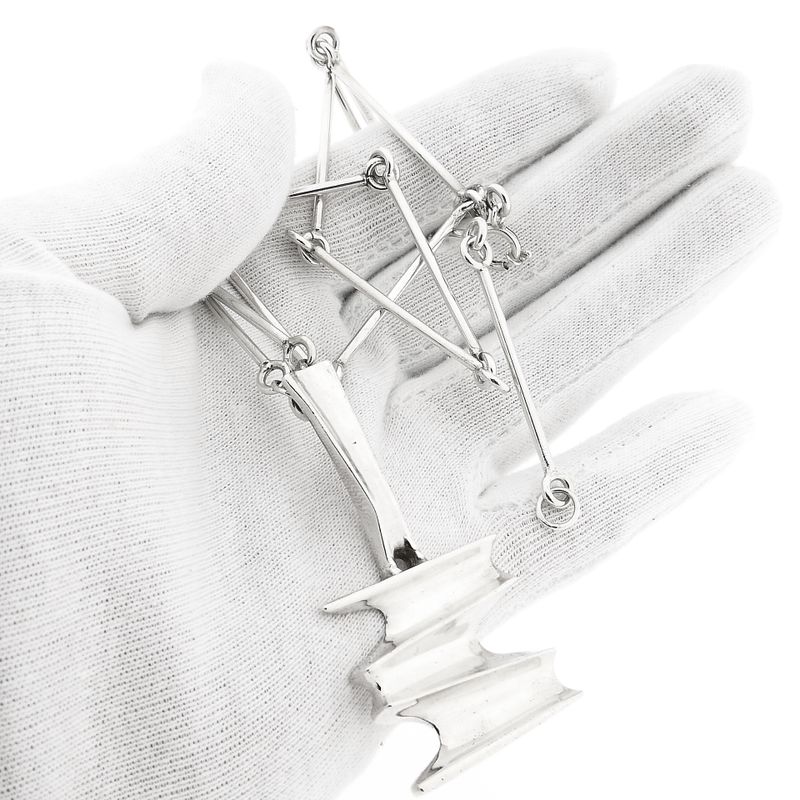 Afbeelding 11 van Zilveren staafjes schakelketting met vaste hanger | 72 cm 