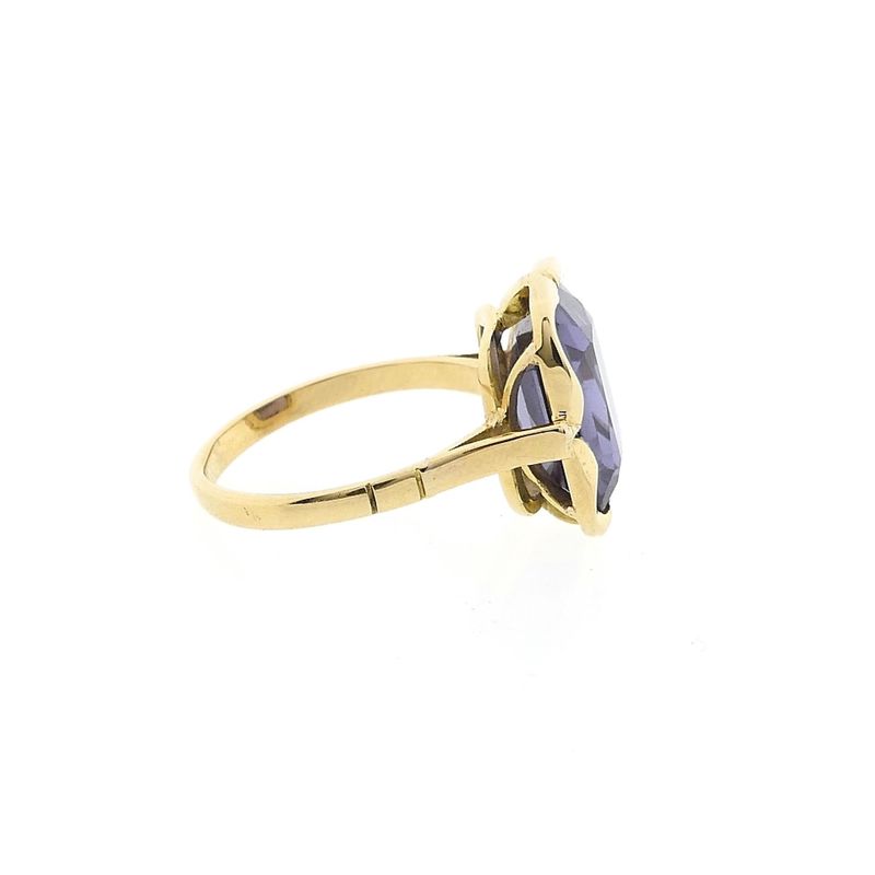 Image 5 of 14K Yellow Gold Ring with Purple Gemstone; Size 17.25