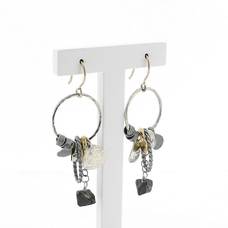 Image 3 of Silver earrings with a mix of pendants